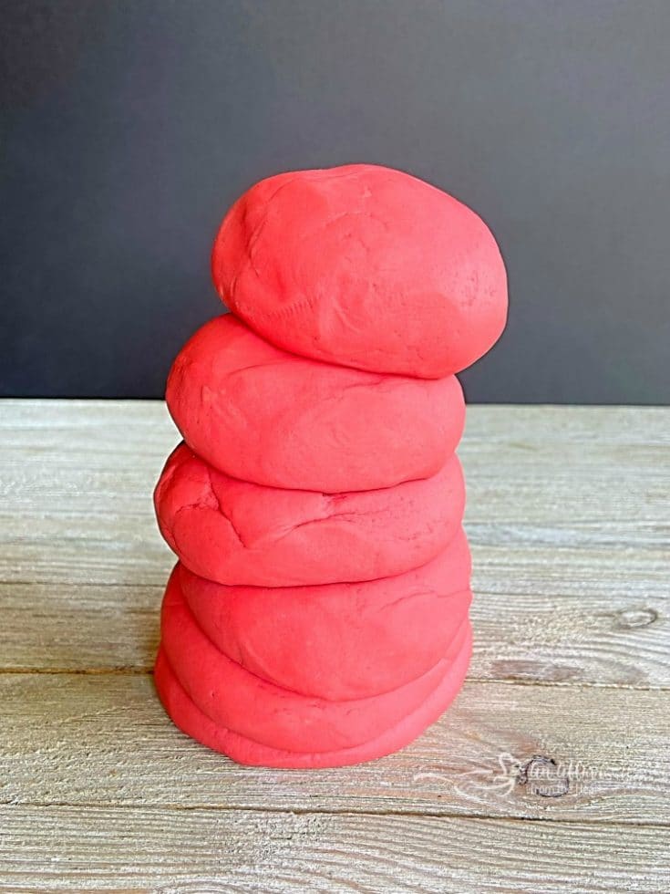 Stack of Homemade Play Dough with Koolaid
