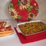 casserole and fruit on a table