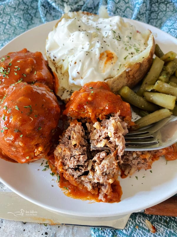 porcupine meatball with baked potato