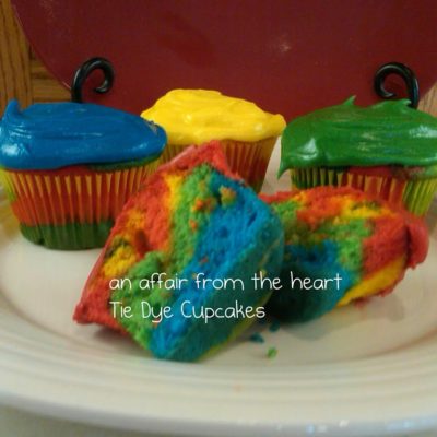 Happy 9th Birthday to Our Twins… Tie Dye Cupcakes and Ice Cream Sandwich Cake