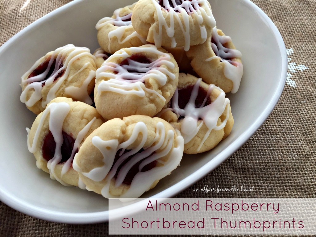 almond raspberry shortbread thumbprints