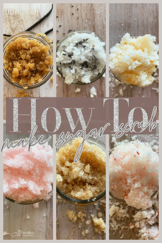 Pinterest image with text "How to make homemade sugar scrub"