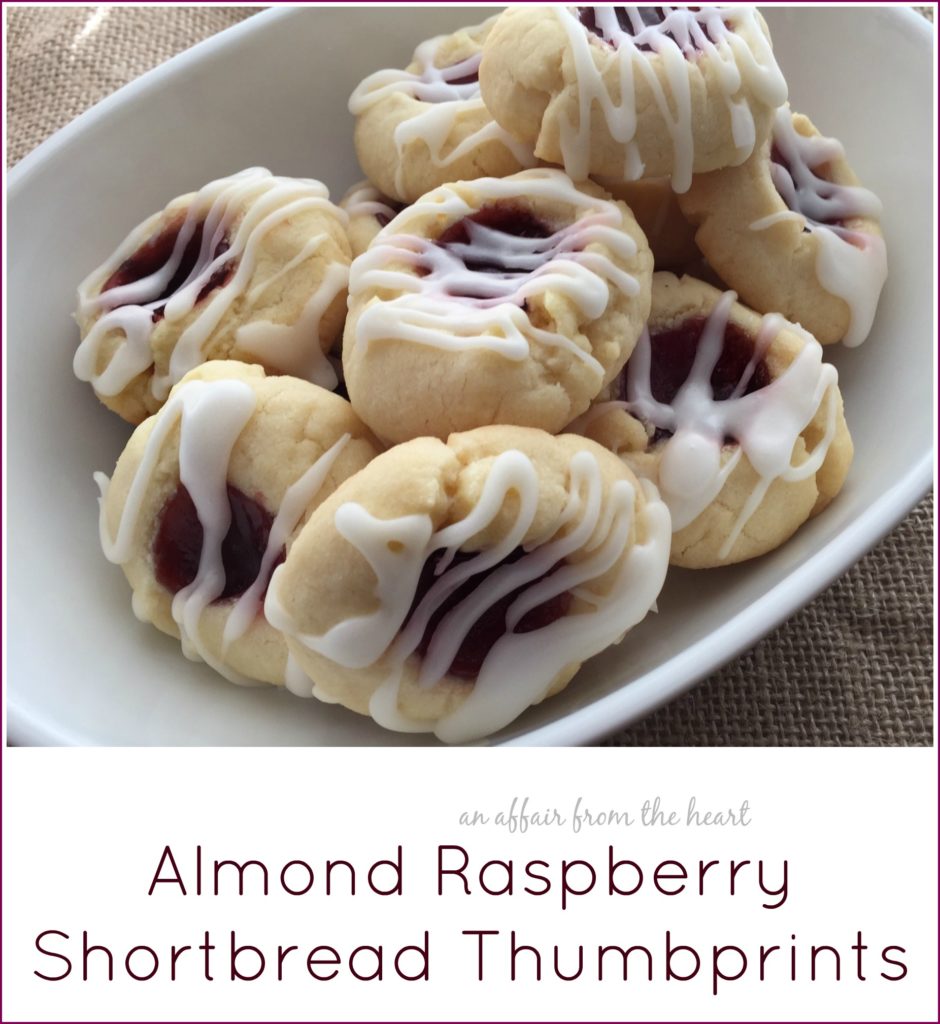 almond raspberry shortbread thumbprints