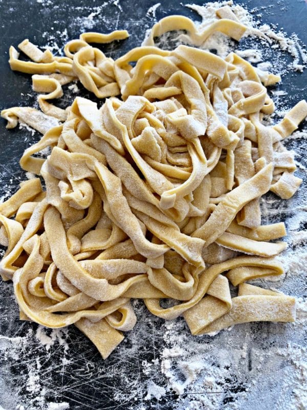 noodles on a floured table