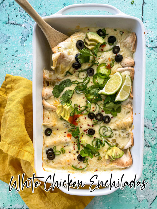 Enchiladas in white dish