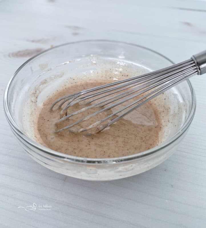 mixed wet ingredients for pumpkin bread