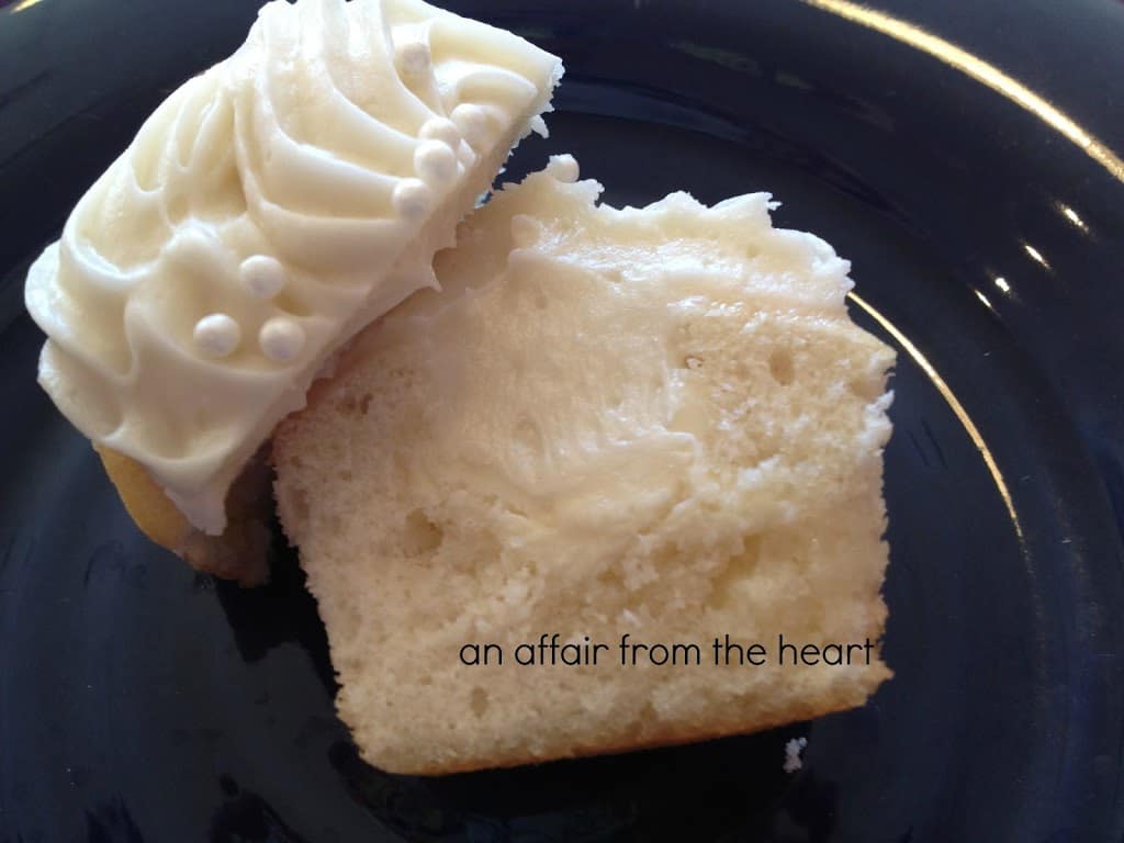 Inside of White chocolate truffle center cupcake