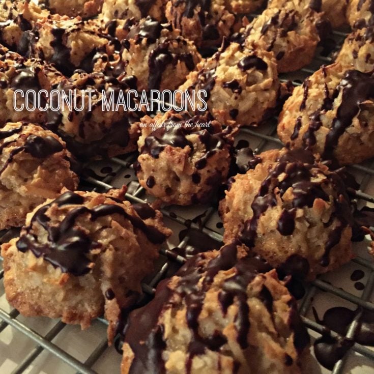 Close up of coconut macaroons on a wire rack