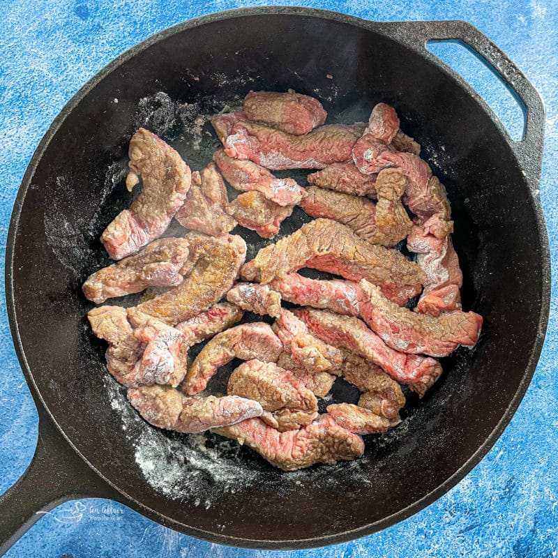 Meat in pan