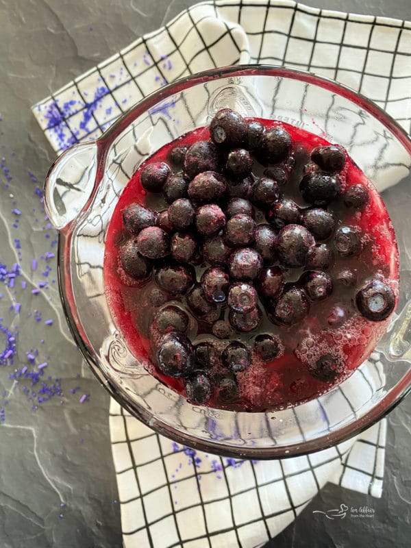 Blueberries and grape juice in blender