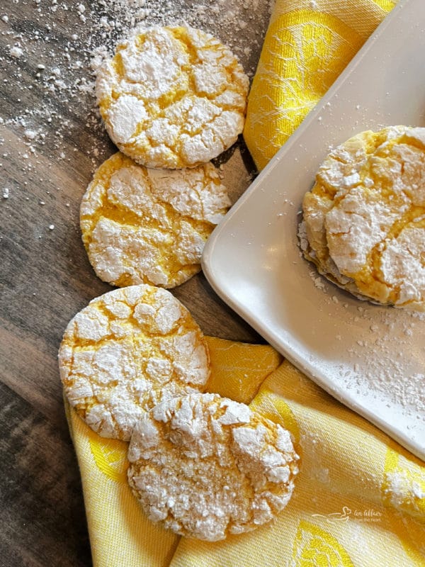 lemon crinkle cookies on a plate