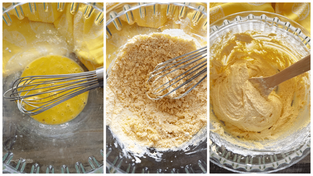 steps to mixing lemon cake cookie dough