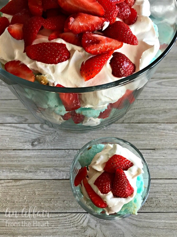 Red, White and Blue Strawberry Shortcake Trifle from An Affair from the Heart