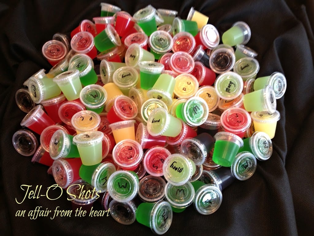 Overhead of a pile of jello shots