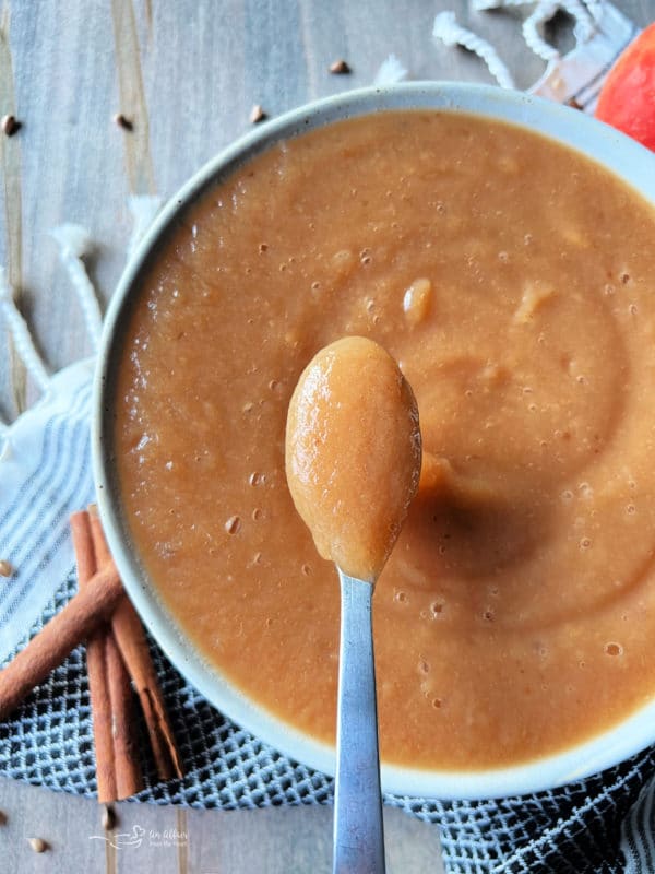 big bowl of slow cooker cinnamon applesauce