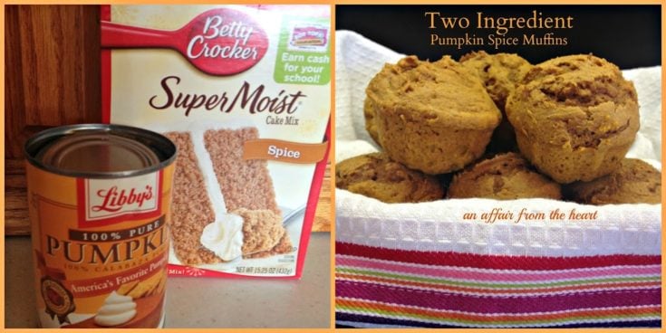 Pumpkin spice muffin ingredients and the finished product