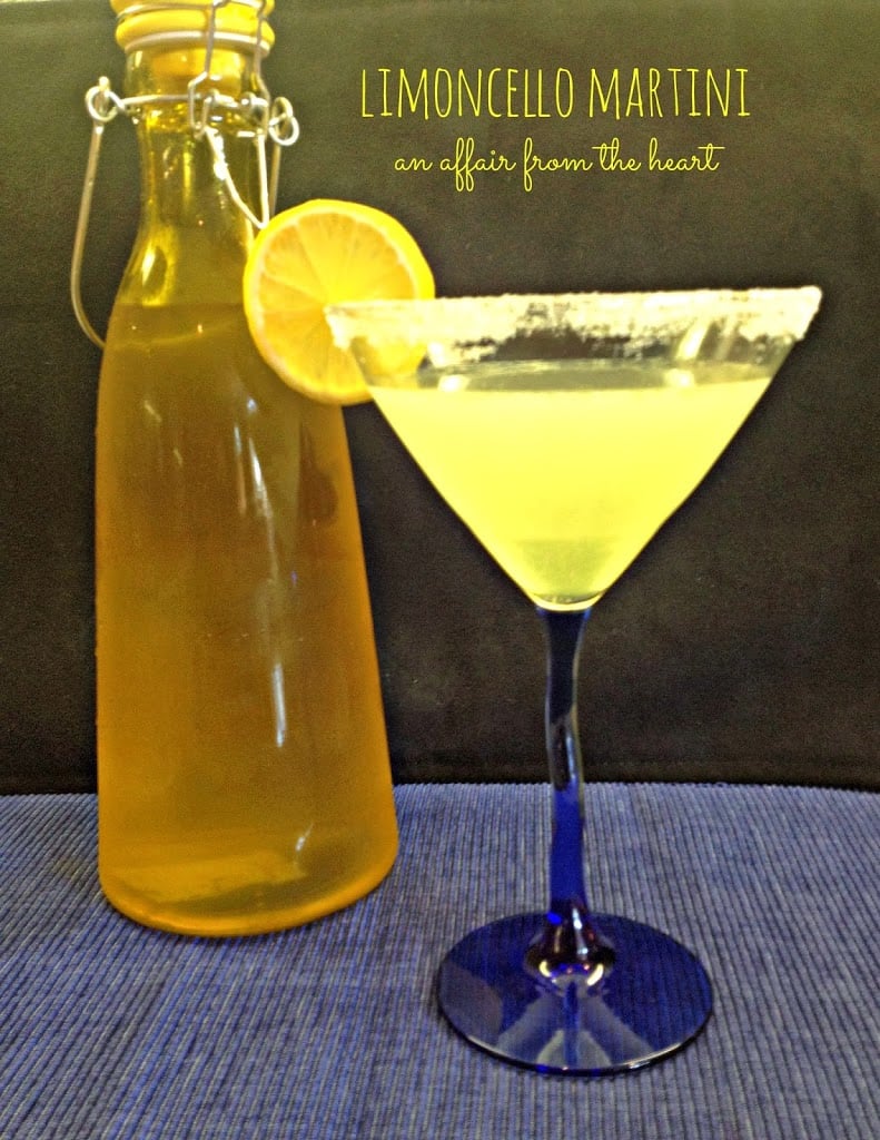 Pinterest image with text "limoncello martini"