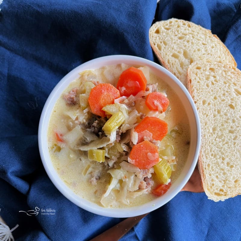 creamy bowl of sauerkraut soup