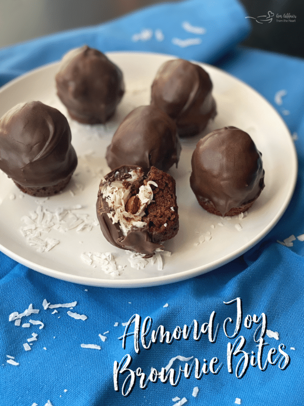 Almond Joy Brownie Bites white plate