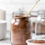 Hot cocoa mix in a mason jar.