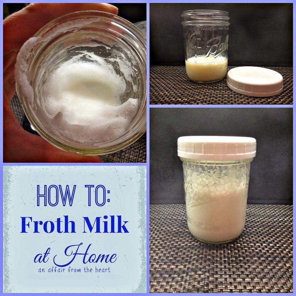 Collage image with text "How to: Froth Milk at home"