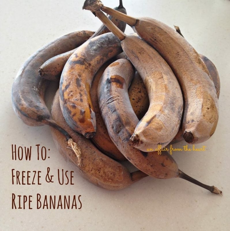 frozen Ripe Bananas with text "how to: freeze & use ripe bananas"