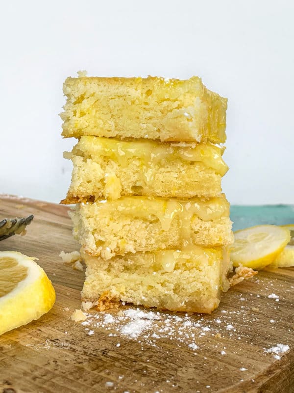 front stack of lemon brownies