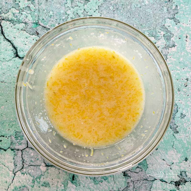 top view of lemon brownies ingredients in bowl