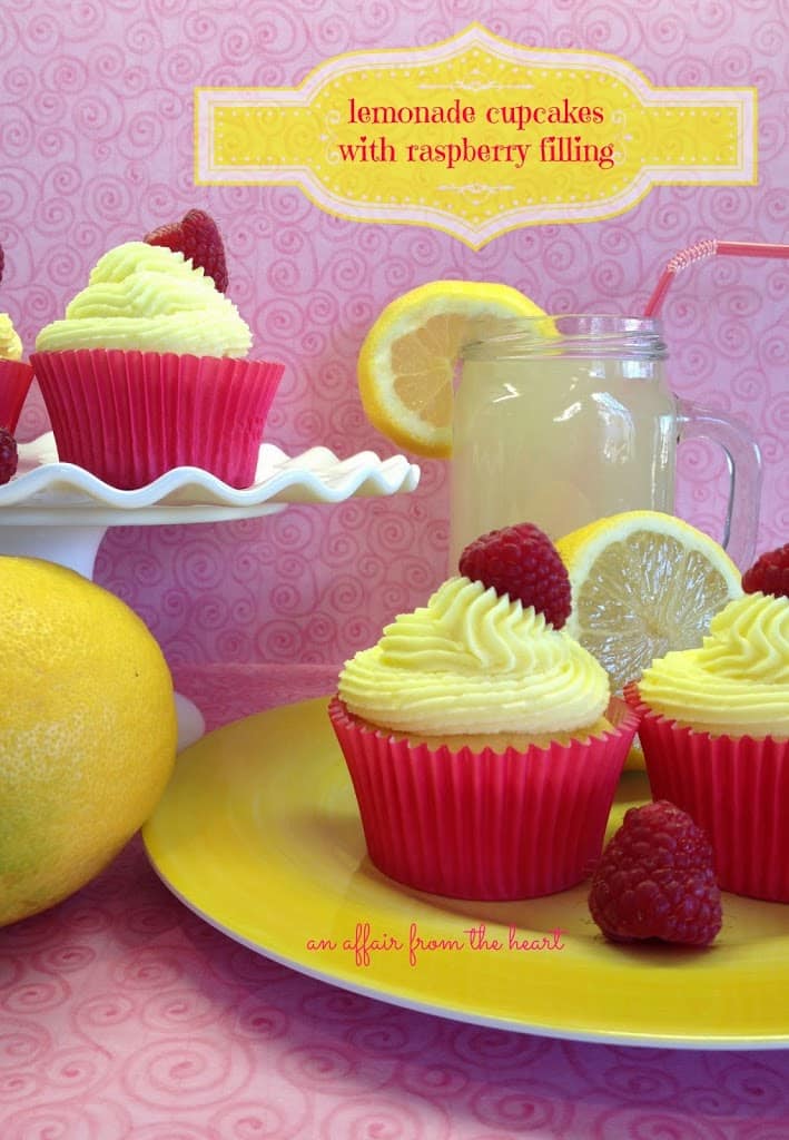 Lemonade Cupcakes with Raspberry Filling