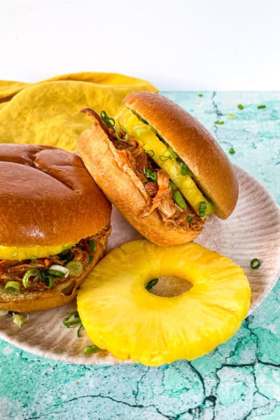 Crockpot Hawaiian BBQ Chicken Sandwiches