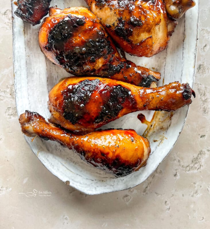 Asian-Inspired BBQ Sauce on Grilled Chicken Legs