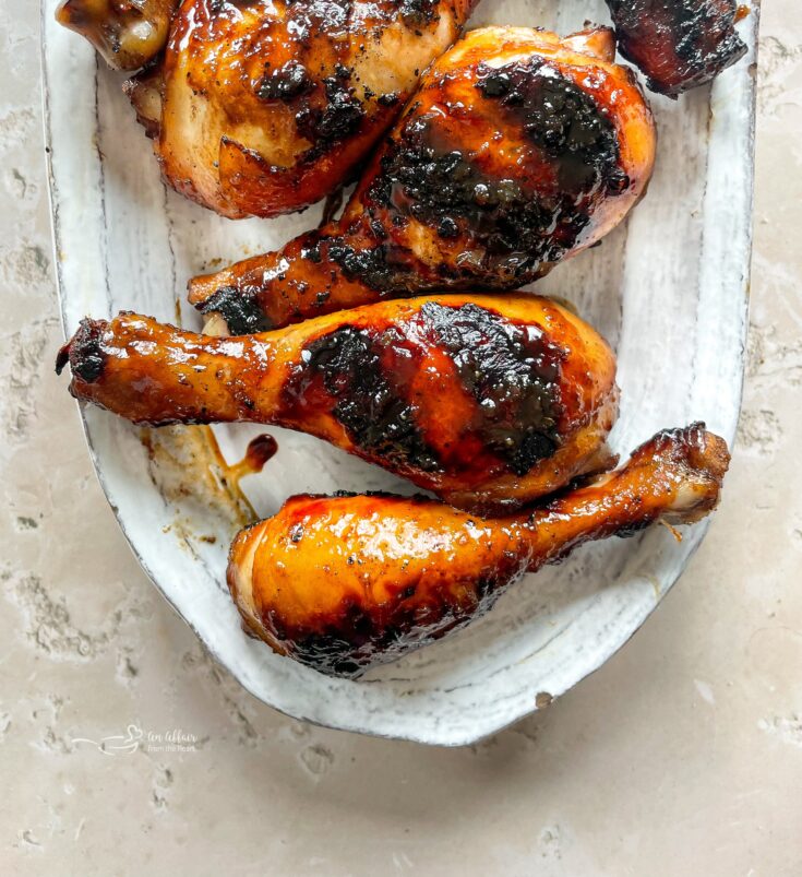 Sweet and Sticky Grilled Chicken on a serving plate