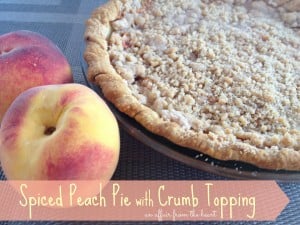 spiced peach pie with crumb topping
