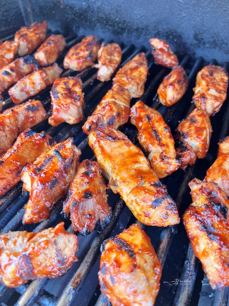 Close up of BBQ Pork ribs on the grill.