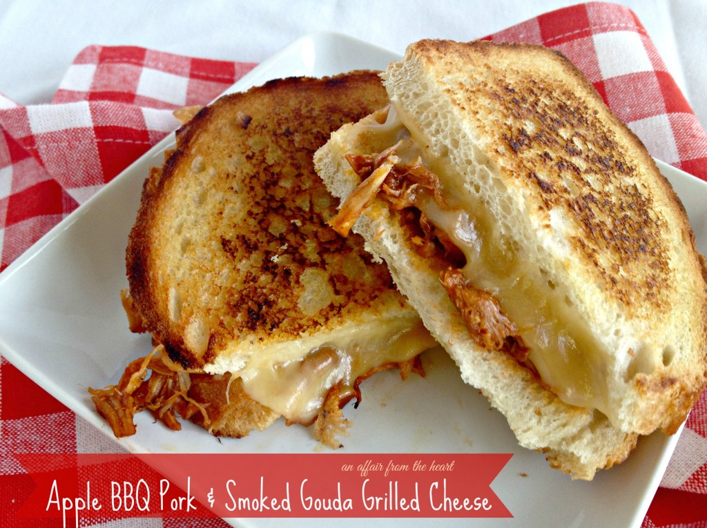 apple bbq pork & smoked gouda grilled cheese