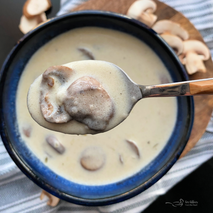 Homemade Cream of Mushroom Soup spoonful