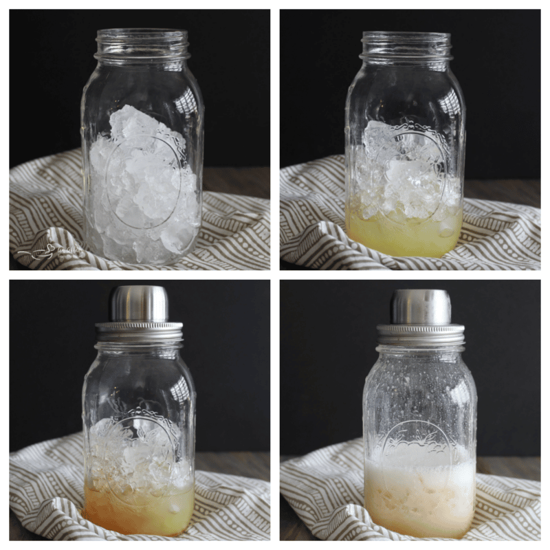 mason jars to mix a French martini cocktail