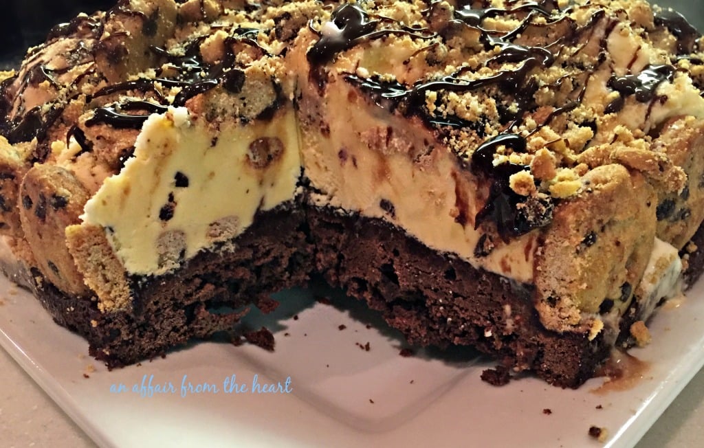 Brownie Chocolate Chip Cookie Dough Ice Cream Cake