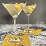 Two Dirty Bird Martinis on a counter