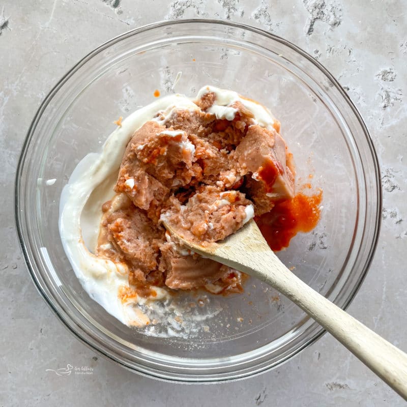 Mixing ingredients for bean dip