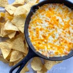Mexican restaurant style bean dip with tortilla chips