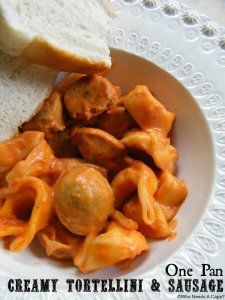 One Pan Creamy Tortellini and Sausage - Who Needs a Cape