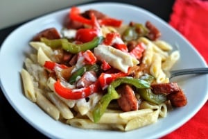 Smoked Sausage Penne Alfredo - Aunt Bee's Recipes