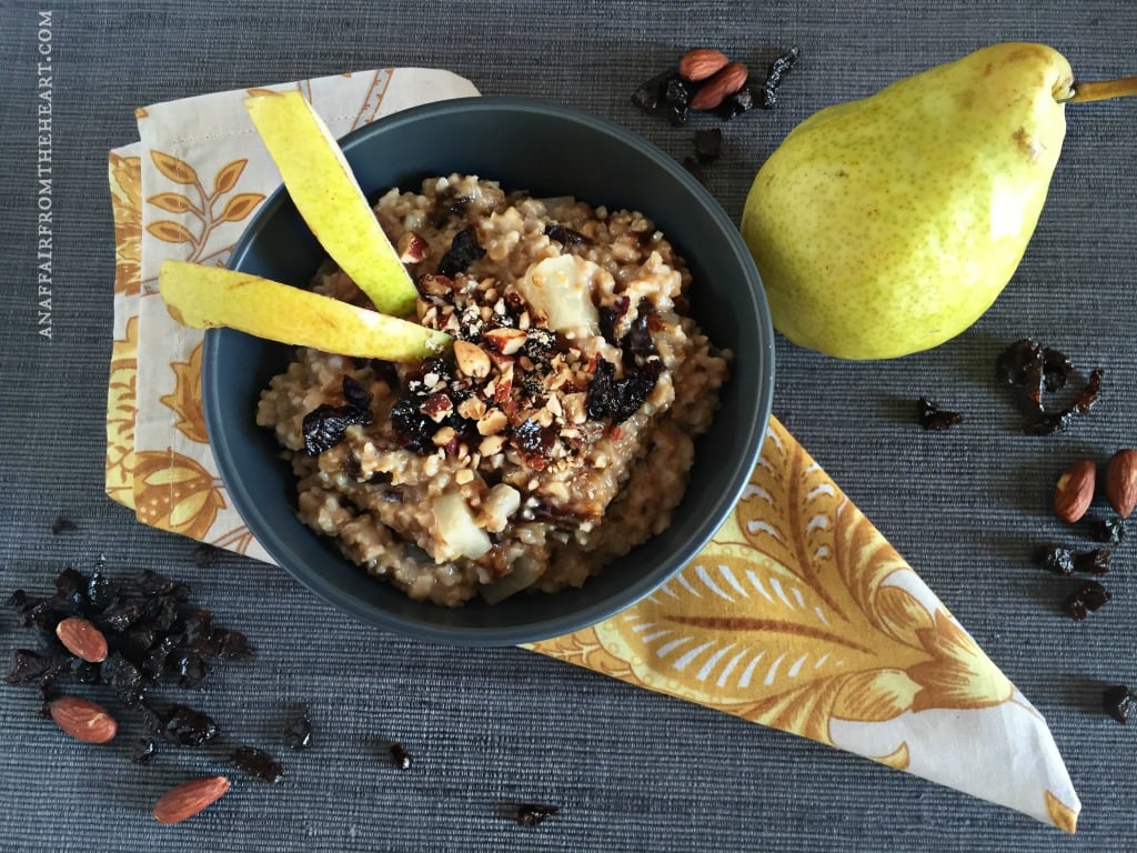 Steel Cut Oatmeal with Plum and Pears