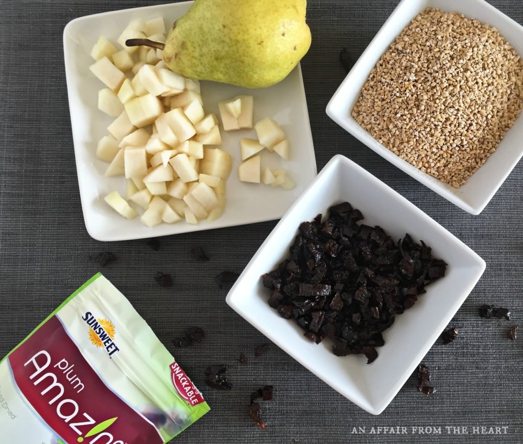 Steel Cut Oatmeal with Plum and Pears