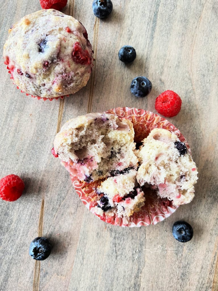 Inside of Berry Bisquick Muffins