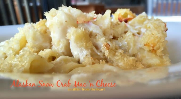 Close up of Alaskan Snow Crab Mac 'n Cheese