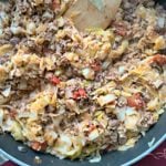 Overhead of Unstuffed Cabbage Roll Skillet