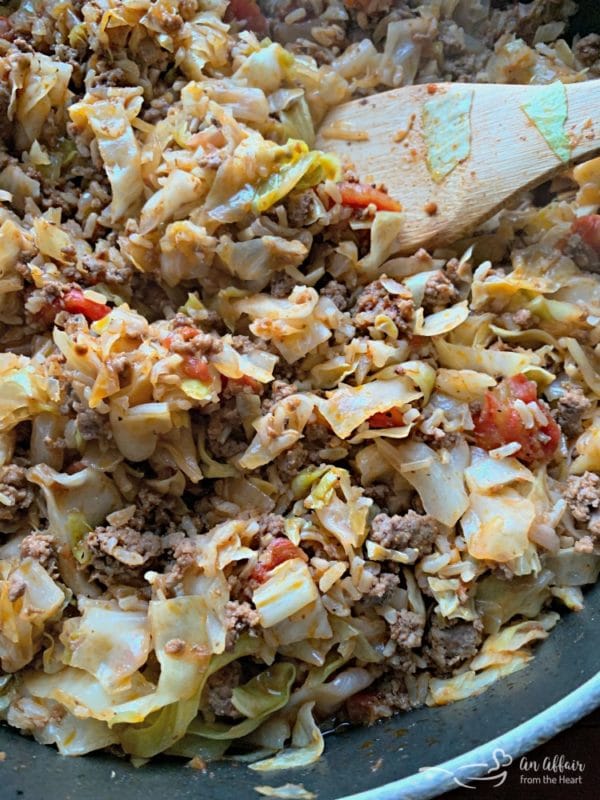 Unstuffed Cabbage Roll Skillet close up