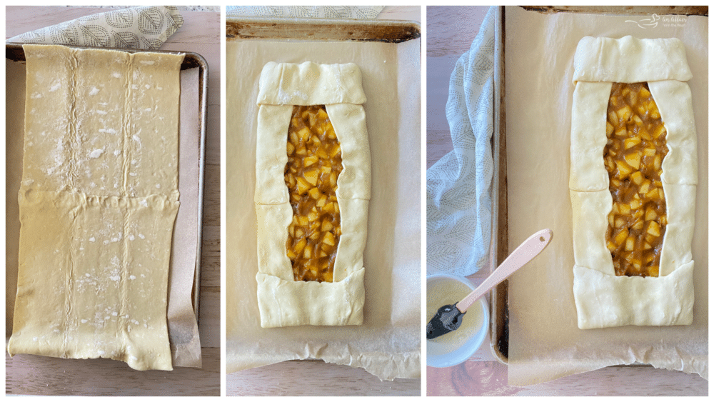 steps for assembling the apple pumpkin danish for baking